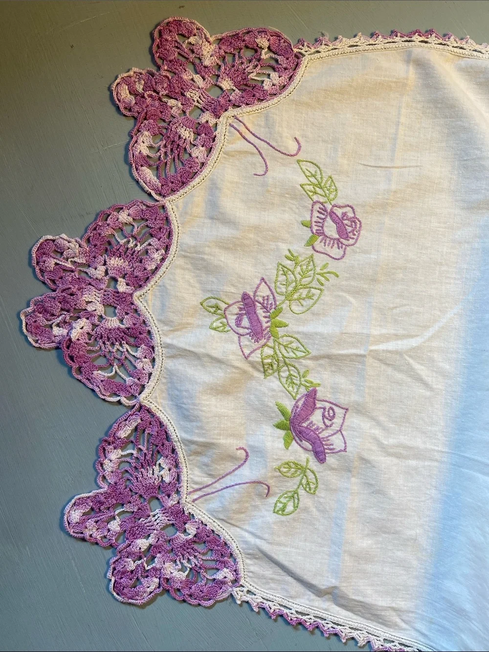 Vintage Handmade Embroidered & Crocheted Linens Bundle